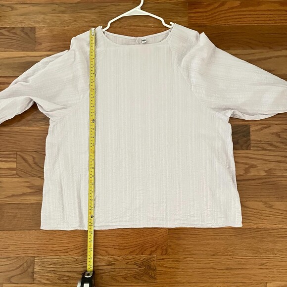 Uniqlo Top Women Medium Light Purple Long Sleeve Boat Neck Elastic Cuffs Cotton - Picture 9 of 10